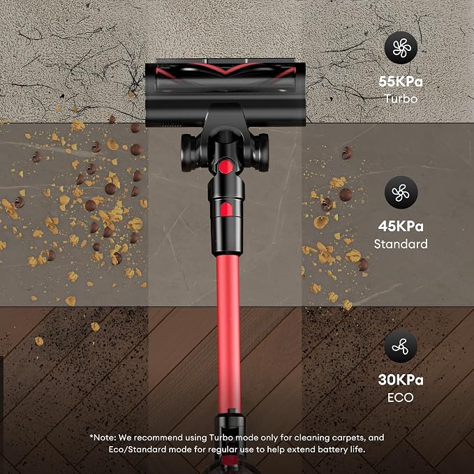 Cordless Vacuum Cleaner, 600W 55Kpa 60Mins Vacuum Cleaners for Home
