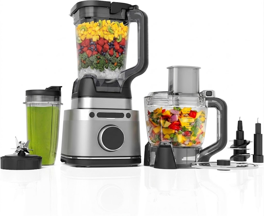 1800W Smart Kitchen System & Blender Combo, 72 oz XL Pitcher & 8-Cup Food Processor with Auto-Sensing Tech for Smoothies, Dough & Salsa