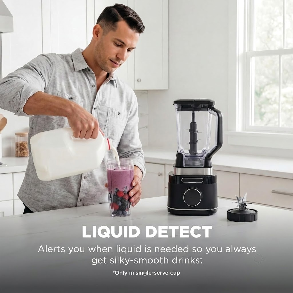 1800W Smart Kitchen System & Blender Combo, 72 oz XL Pitcher & 8-Cup Food Processor with Auto-Sensing Tech for Smoothies, Dough & Salsa