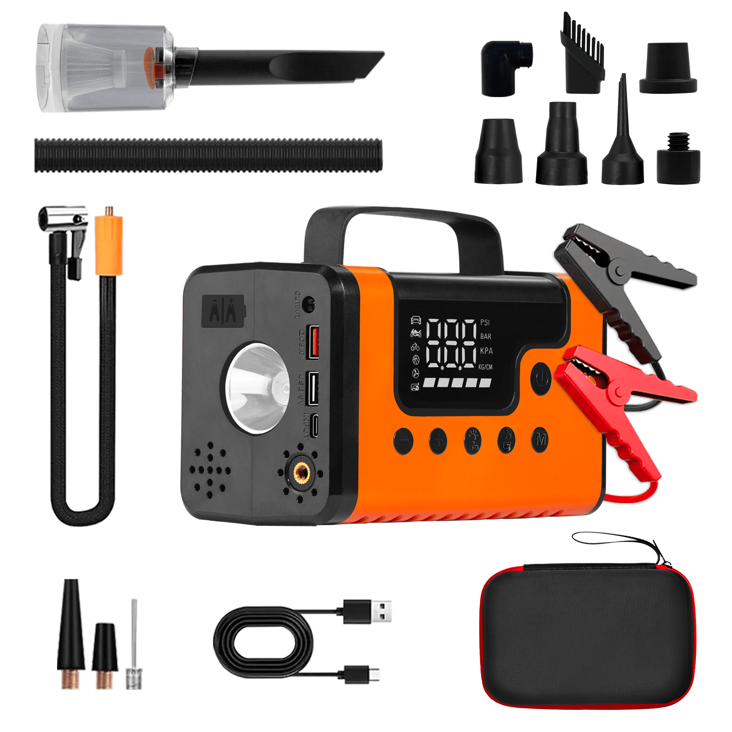 A28 Multi-Function Jump Starter with Air Compressor & LED