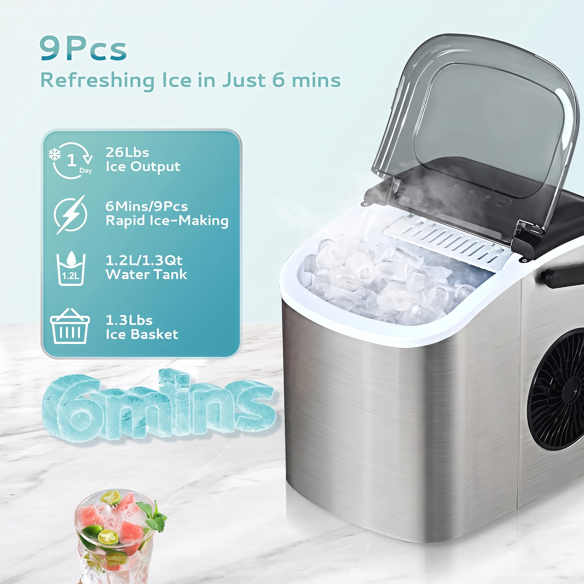Countertop Ice Maker Machine with Handle