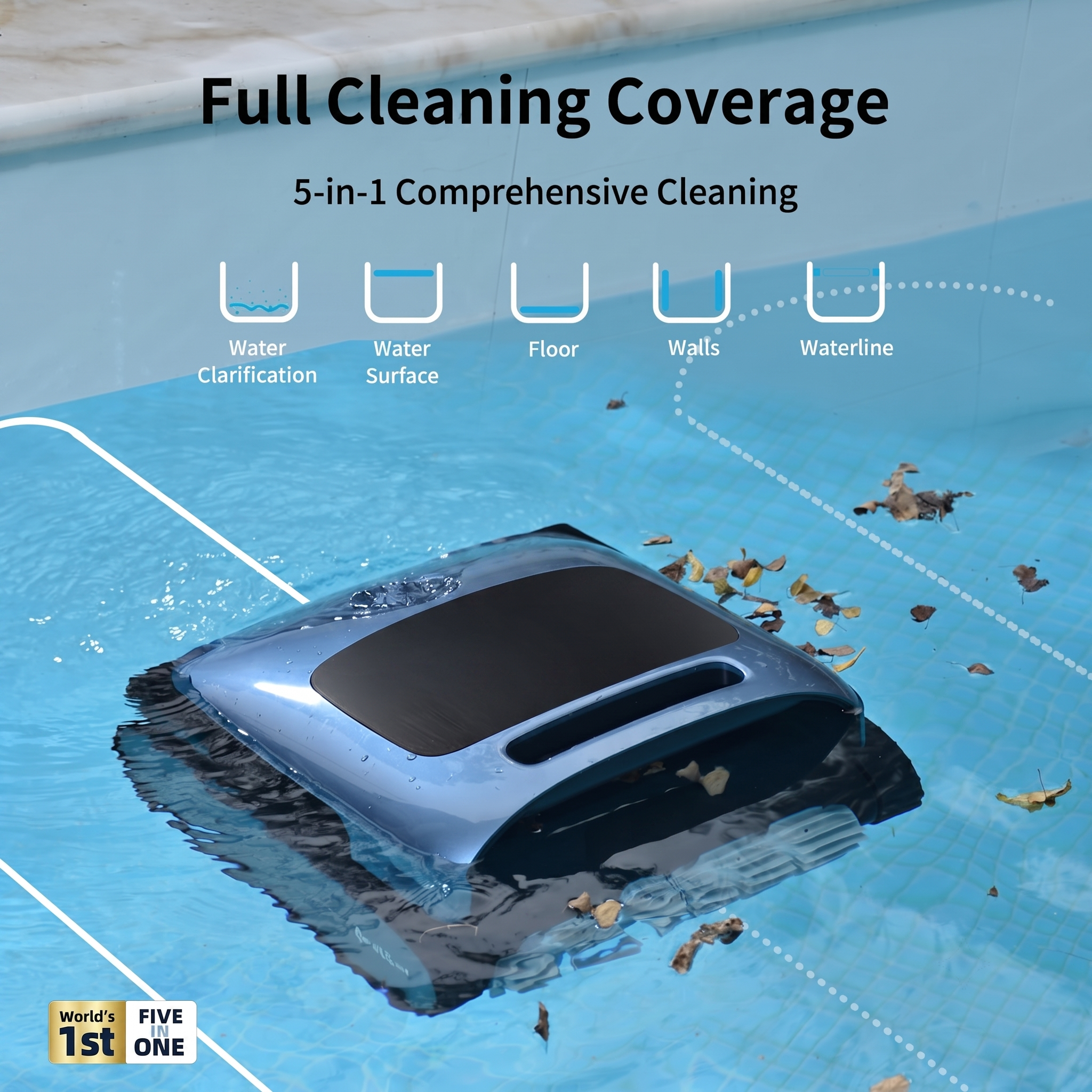 Cordless Pool Cleaner Robot with Clarifying Agent Kit 2pcs