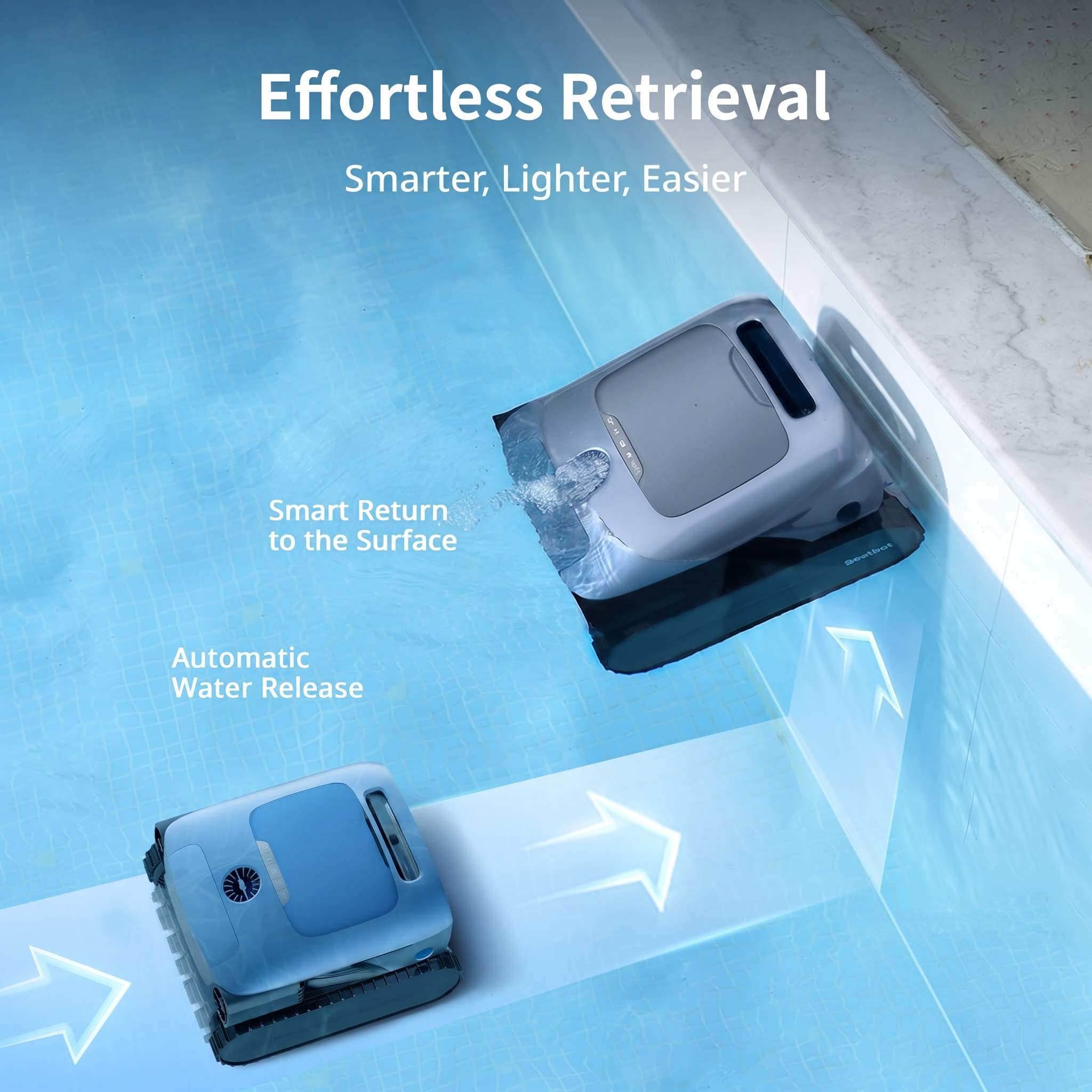 Cordless Pool Cleaner Robot with Clarifying Agent Kit 2pcs