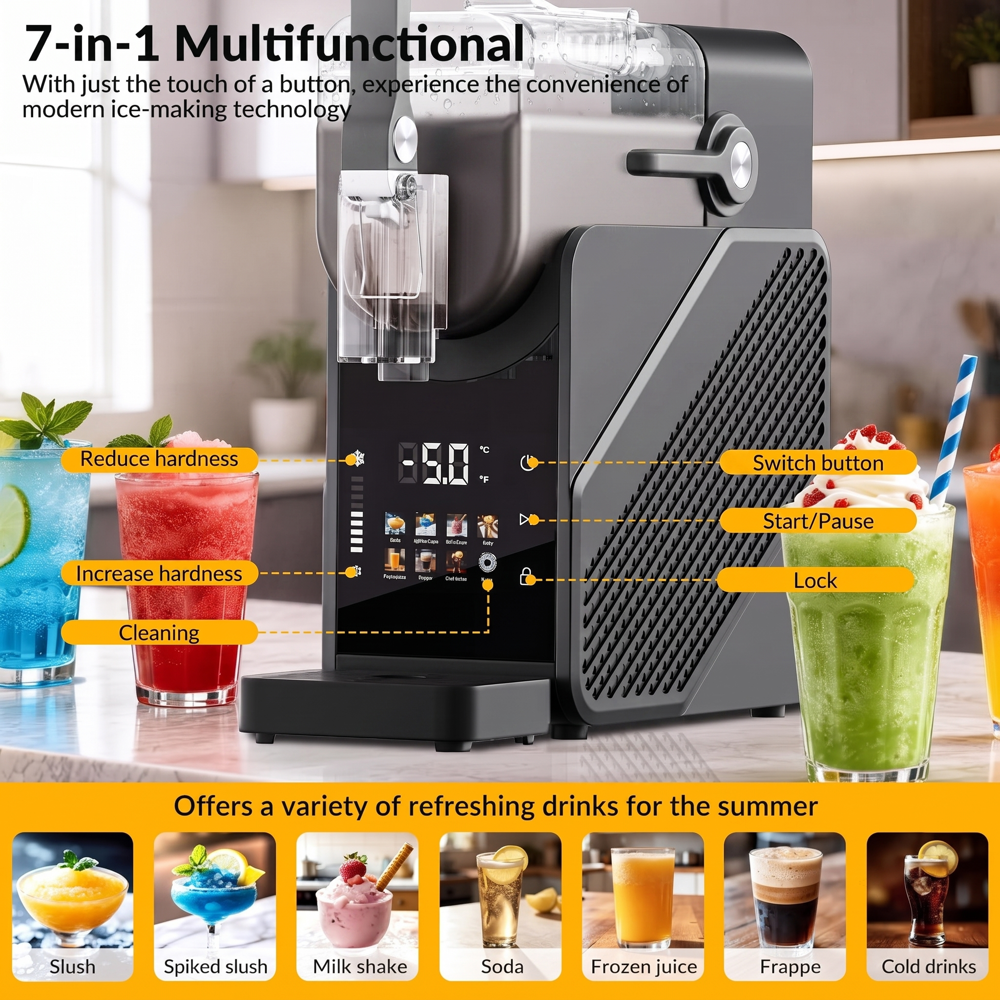 Slushie Machine 88 oz, 7-in-1 Slushy Machine for Home