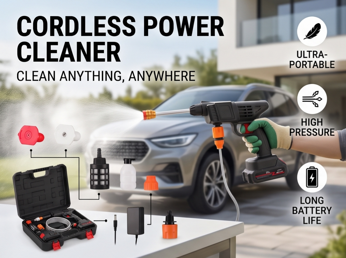 Portable 21V Cordless Pressure Washer Gun, 435 PSI Handheld Power Washer for Car Washing & Outdoor Cleaning