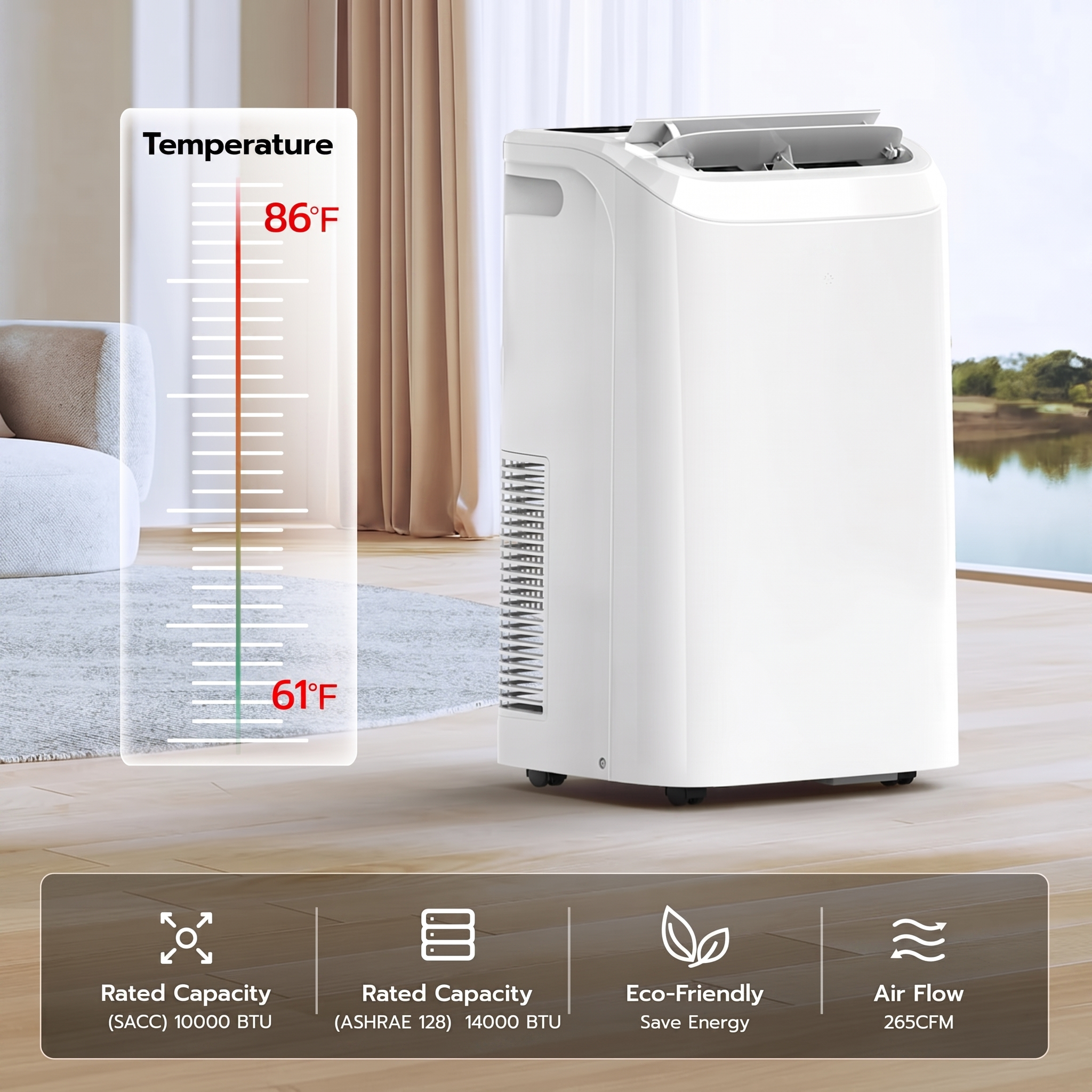 Portable Air Conditioners-14,000 BTU (10,000 BTU SACC) Smart AC Ultra