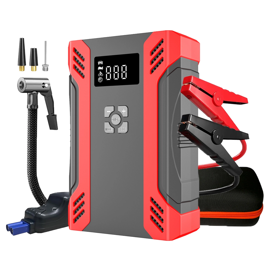 12V Emergency Jump Starter with Air Compressor & LED Light | GEHOPOW