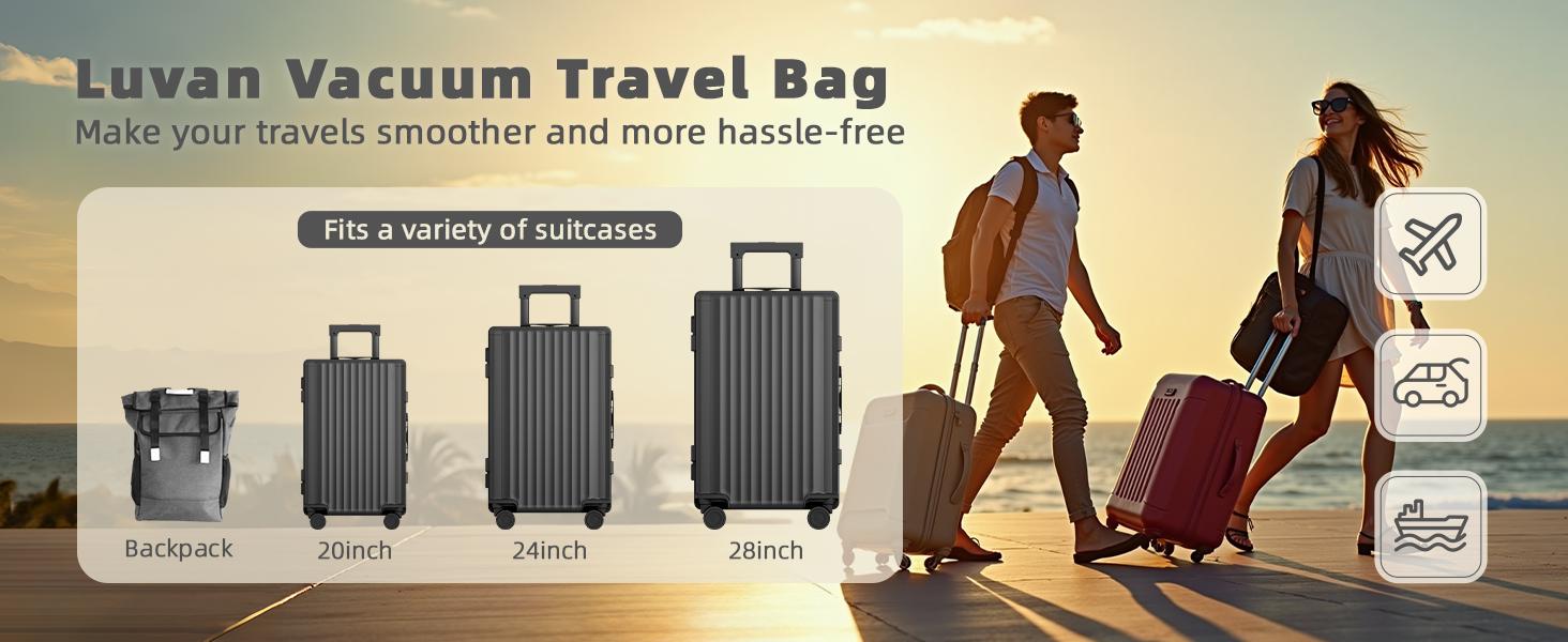 Sohochic Vacuum Bags for Travel with  Wireless Vacuum pump, Revolutionary Reusable Compression Bags for Travel Suitcases and Backpack, Space Saver Bags for Travel Underwater Packing Cube