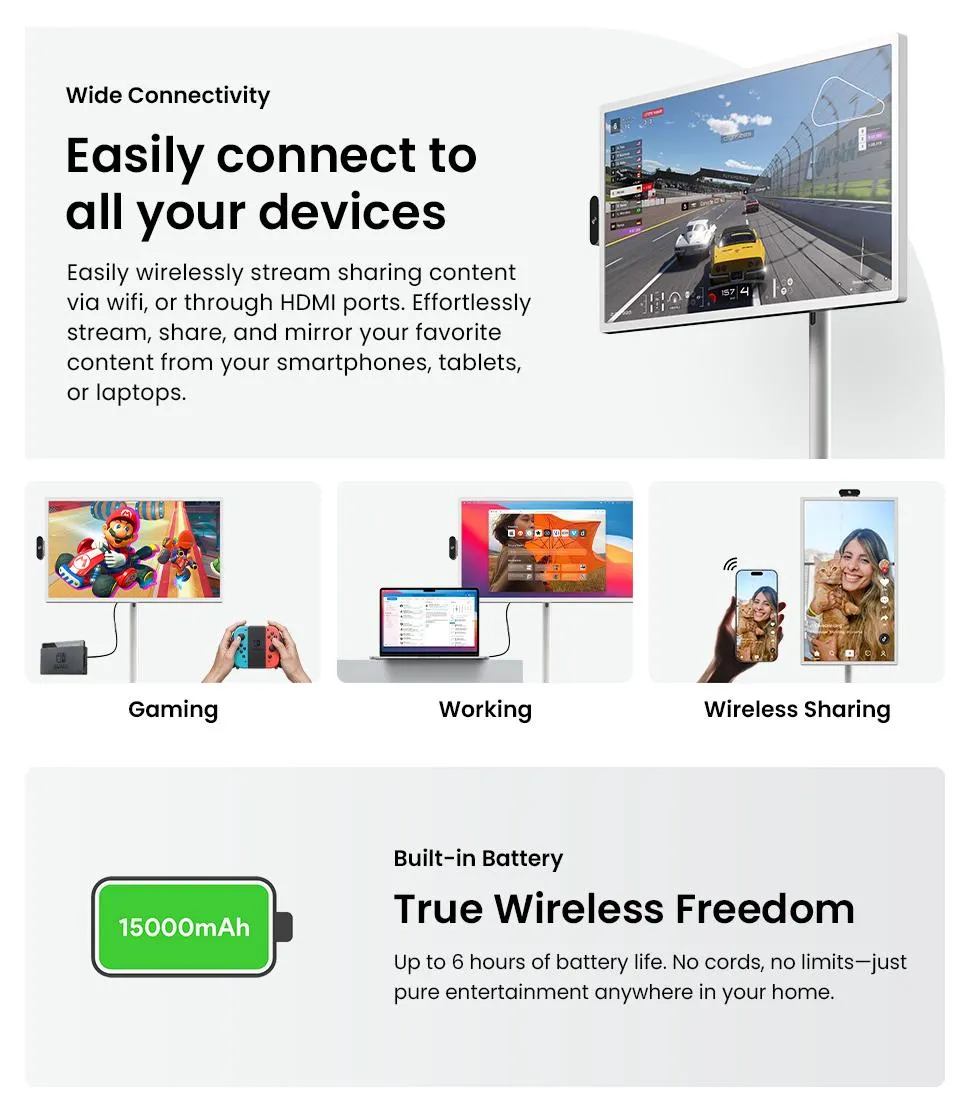 2026 Apolosign Gen 2 Portable TV, Ultra-Large 15000mAh Battery, 24 inch 32 inch True 4K UHD Portable TV, 16(8+8)GB+256GB, Google EDLA-Certified Android 16 OS, Touch Screen, Voice Remote Control, Support Google&Apolosign Calendar 2026 Apolosign Gen 2 Portable TV, Ultra-Large 15000mAh Battery, 24 inch 32 inch True 4K UHD Portable TV, 16(8+8)GB+256GB, Google EDLA-Certified Android 16 OS, Touch Screen, Voice Remote Control, Support Google&Apolosign Calendar