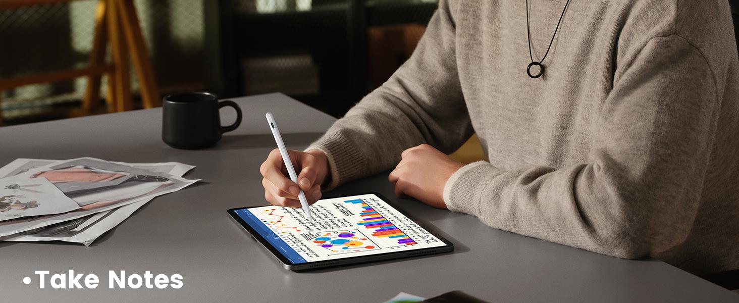 Smart Drawing Stylus Pen - Fast Charge Touchscreen Pen with Palm Rejection, Tilt Sensitivity, Replaceable Tip - Compatible with 2018-2025 iPad A16/A17 Pro, 10th/11-6th Gen, Air 11"/13" M3/M2/5th-3rd, Pro 13"/11"/M4/12.9", Mini 6/5th - Tablet Accessories