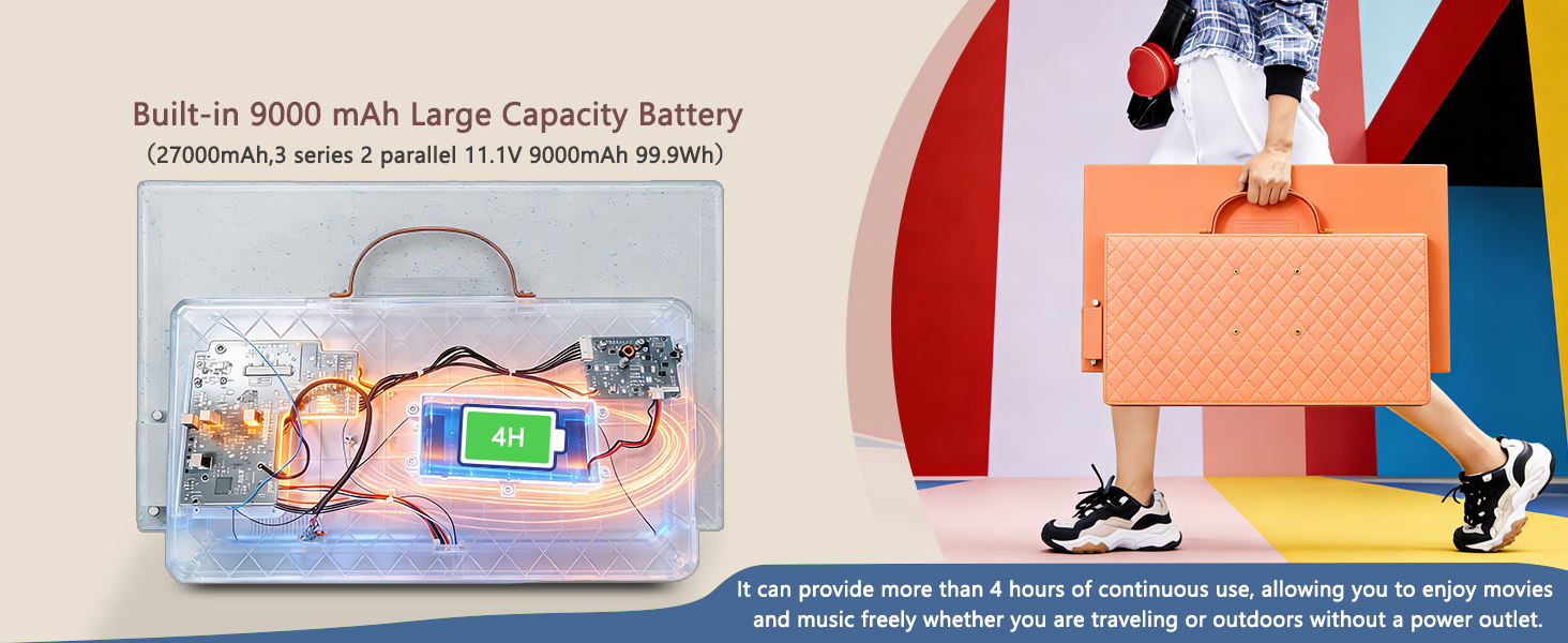 Built-in 9000 mAh Large Capacity Battery