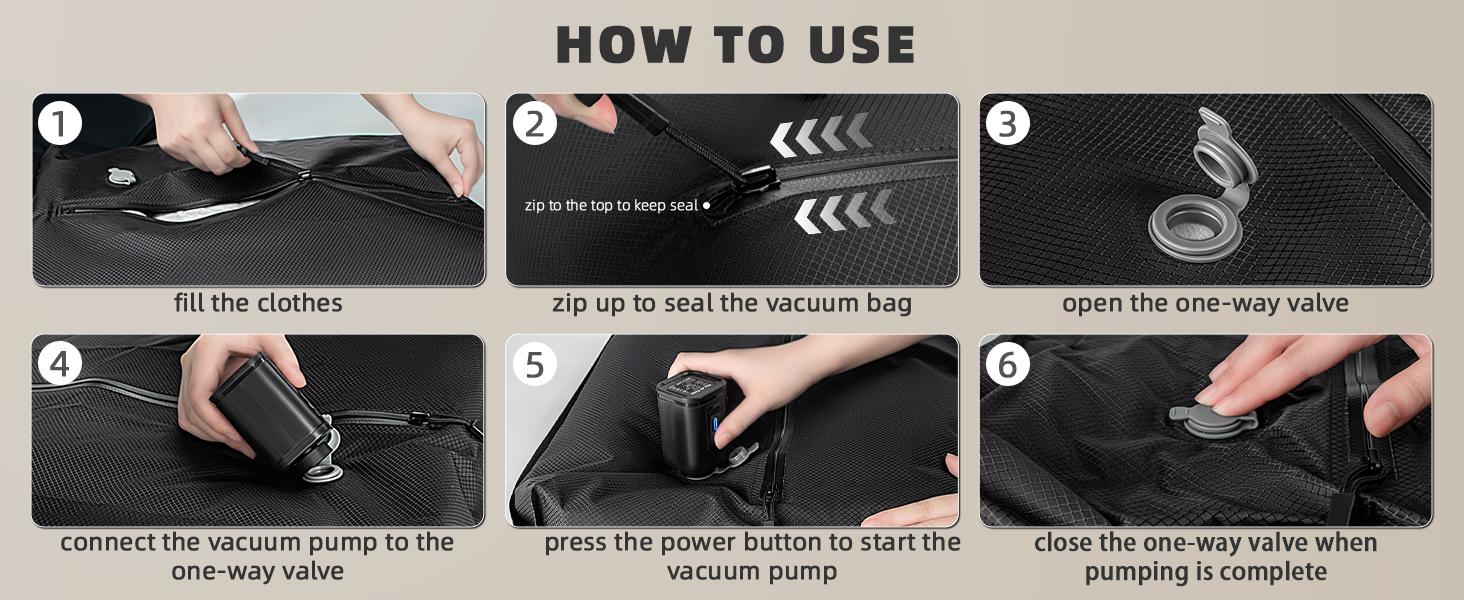 Sohochic Vacuum Bags for Travel with  Wireless Vacuum pump, Revolutionary Reusable Compression Bags for Travel Suitcases and Backpack, Space Saver Bags for Travel Underwater Packing Cube