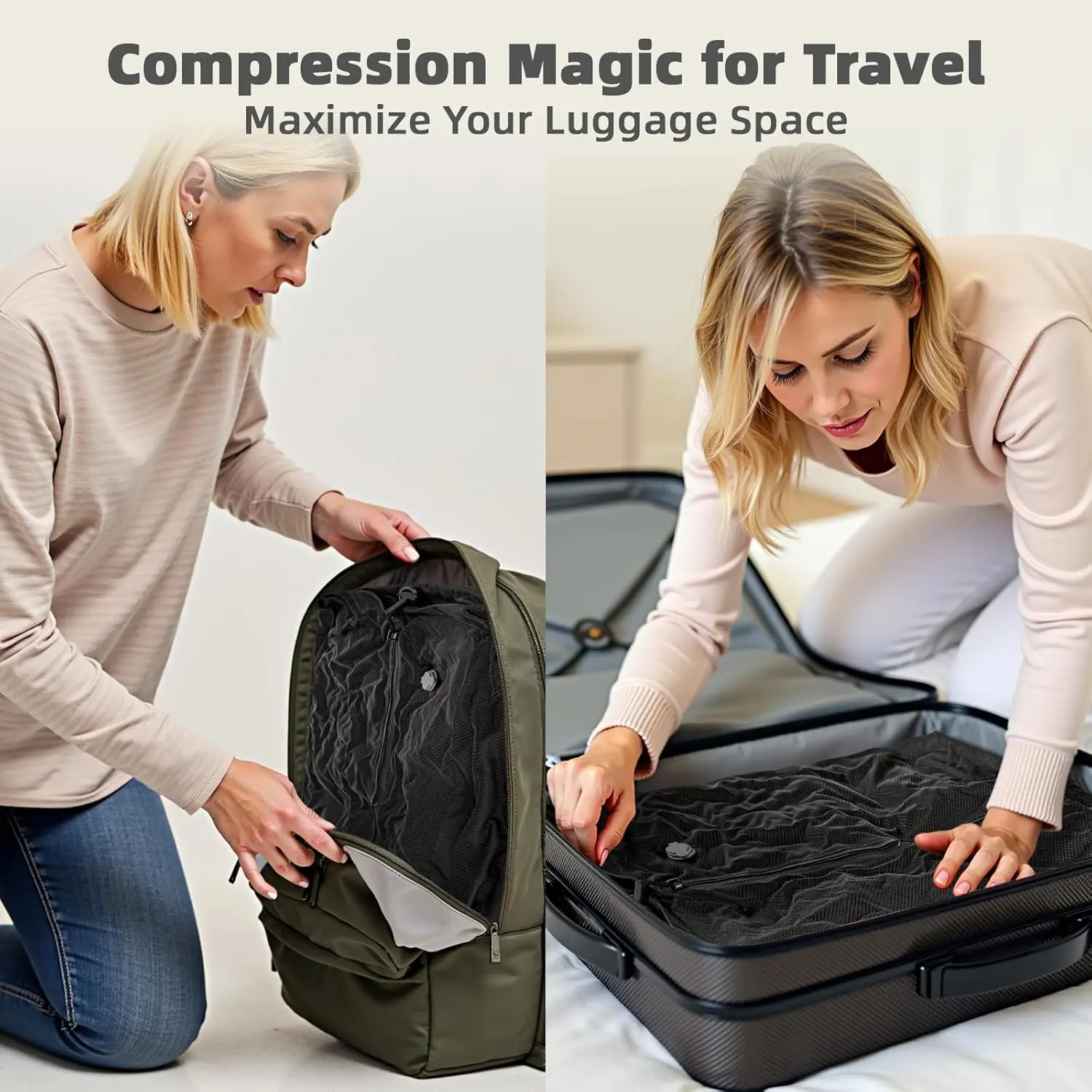 Vacuum Storage Bags for Travel with Wireless Pump
