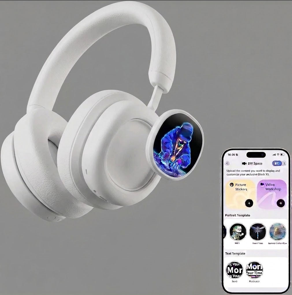 Wireless Over-Ear Headphones – Noise Cancelling, Dual OLED Touchscreens & 60H Playtime