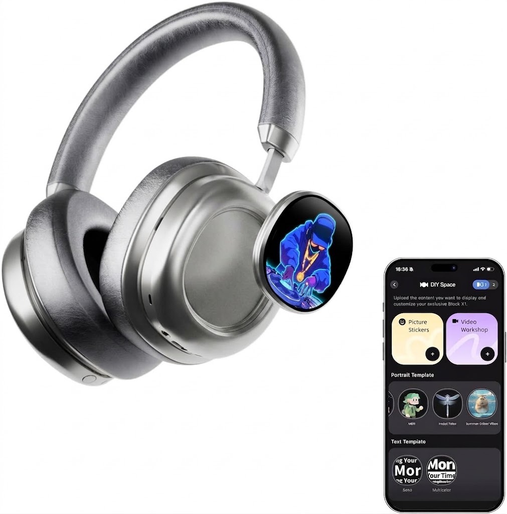 Wireless Over-Ear Headphones – Noise Cancelling, Dual OLED Touchscreens & 60H Playtime