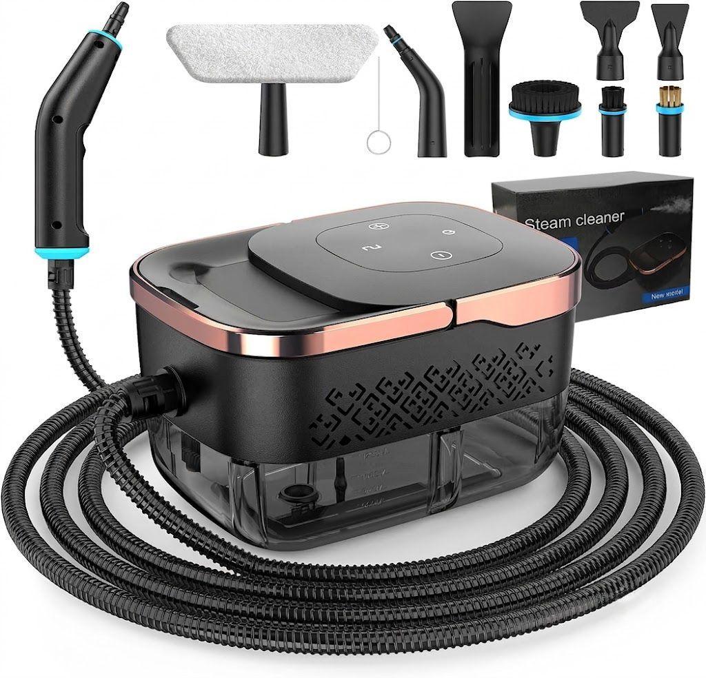 2500W High-Pressure Handheld Steam Cleaner with 1250ml Water Tank & 10-Piece Accessory Kit, 6 Steam Settings for Kitchen, Bathroom, Car, Furniture & Windows