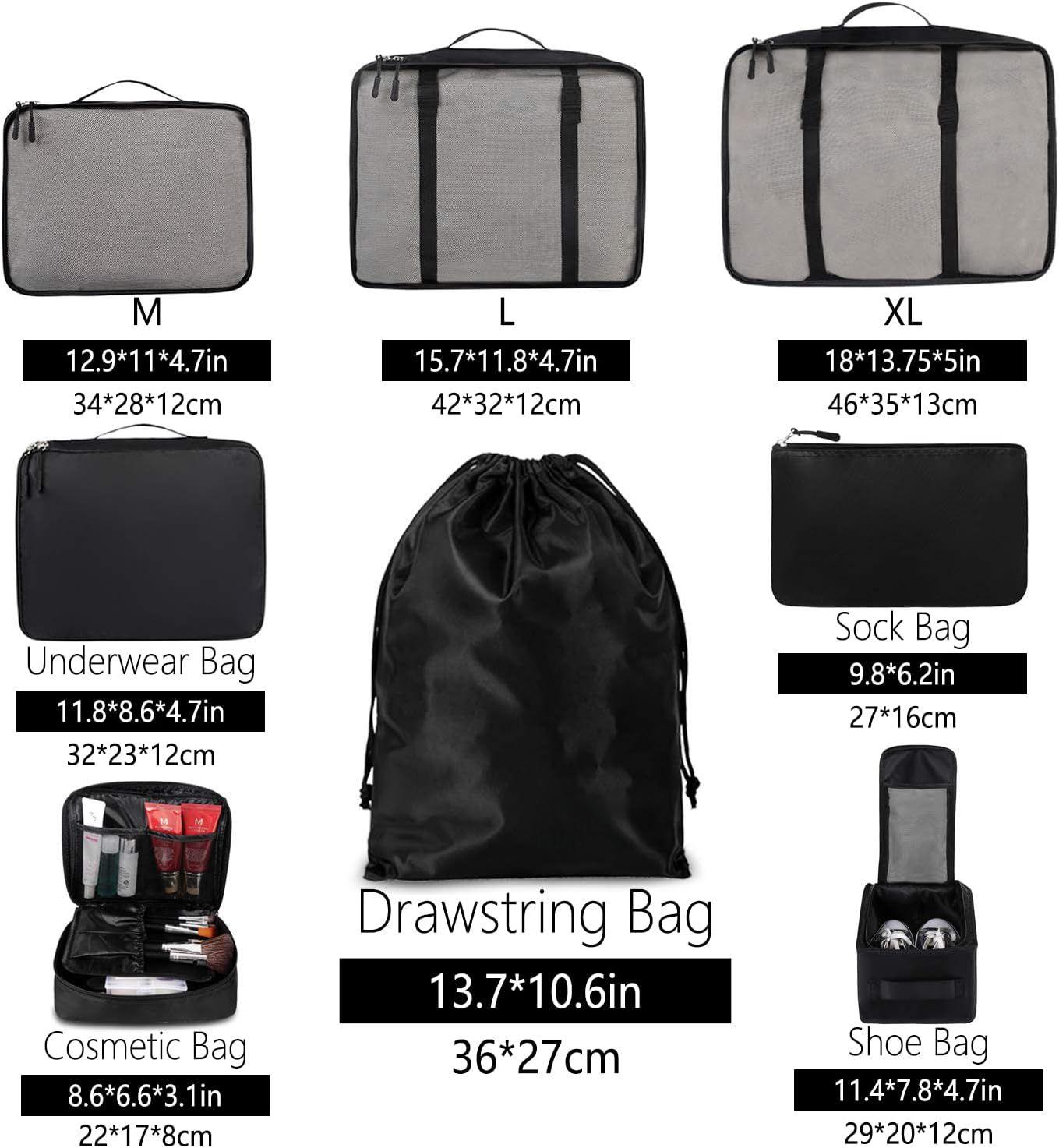8 Set Packing Cubes Luggage Packing Organizers for Travel Accessories