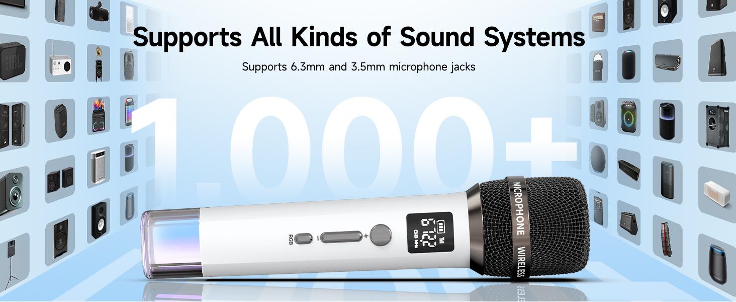 Wireless Microphones, Micorphone with One-to-One Chip Connection and LED Lights, 40H Duration, 200FT Range Receiving, Volume Control Karaoke Micorphone for Singing, Speech, Home Party, YouTube/Tiktok summerwins