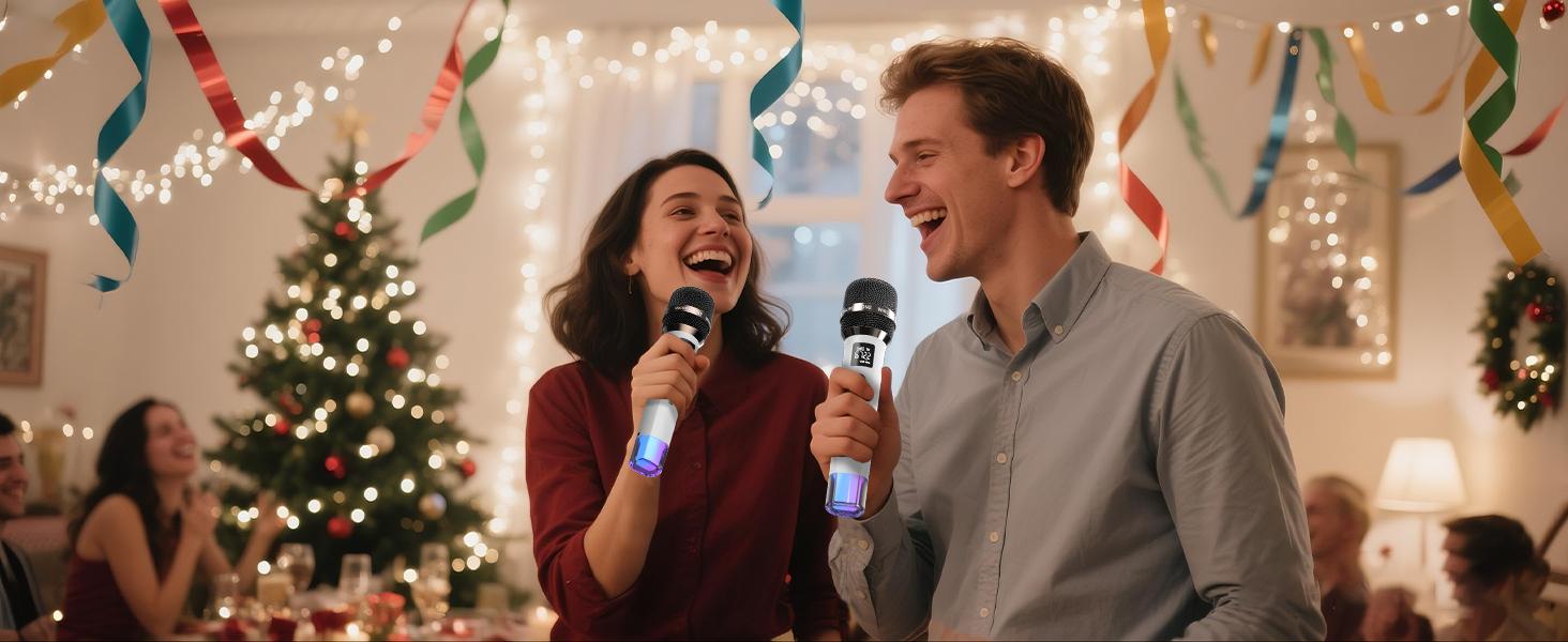 Wireless Microphones, Micorphone with One-to-One Chip Connection and LED Lights, 40H Duration, 200FT Range Receiving, Volume Control Karaoke Micorphone for Singing, Speech, Home Party, YouTube/Tiktok summerwins