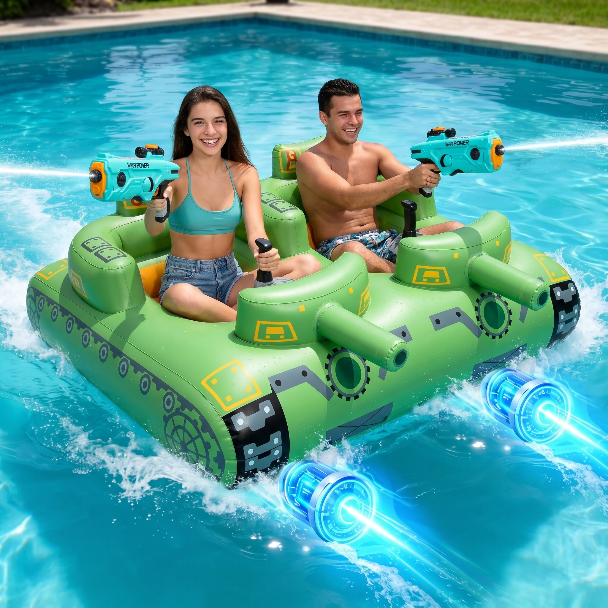 Rechargeable Motorized Pool Float for Adults with Dual Motors & Canopy