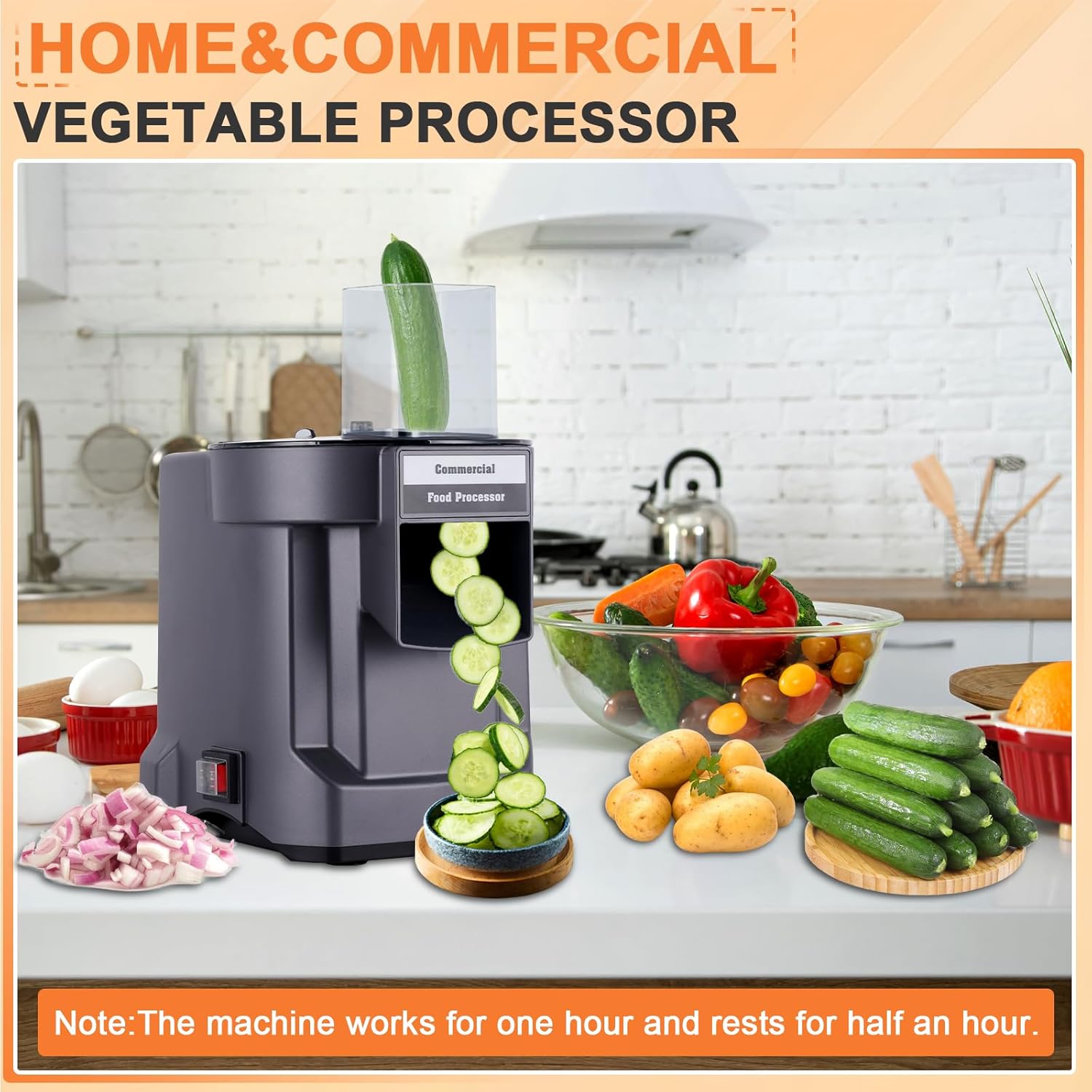 Vegetable Dicer Chopper 3 IN 1 Food Processor Automatic Potato Slicer&Onion Shredder with 3 Stainless Steel Blades 110V