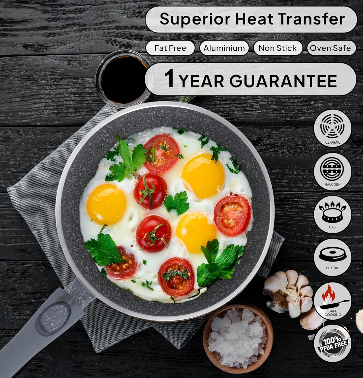 🎉Anniversary Sale - Cookware Set Pieces Non Stick Multi Layer Granite Coating