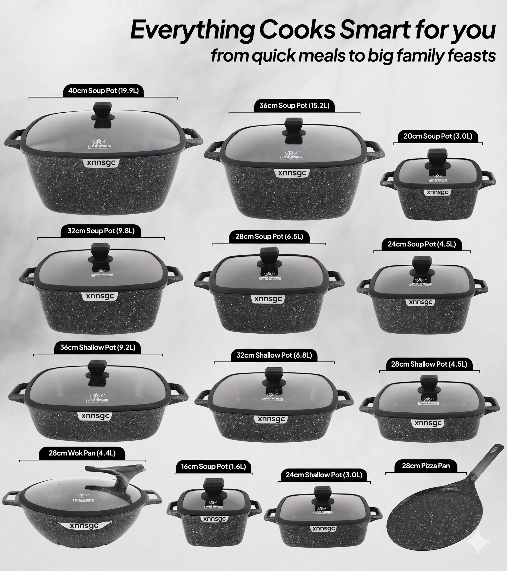 🎉Anniversary Sale - Cookware Set Pieces Non Stick Multi Layer Granite Coating