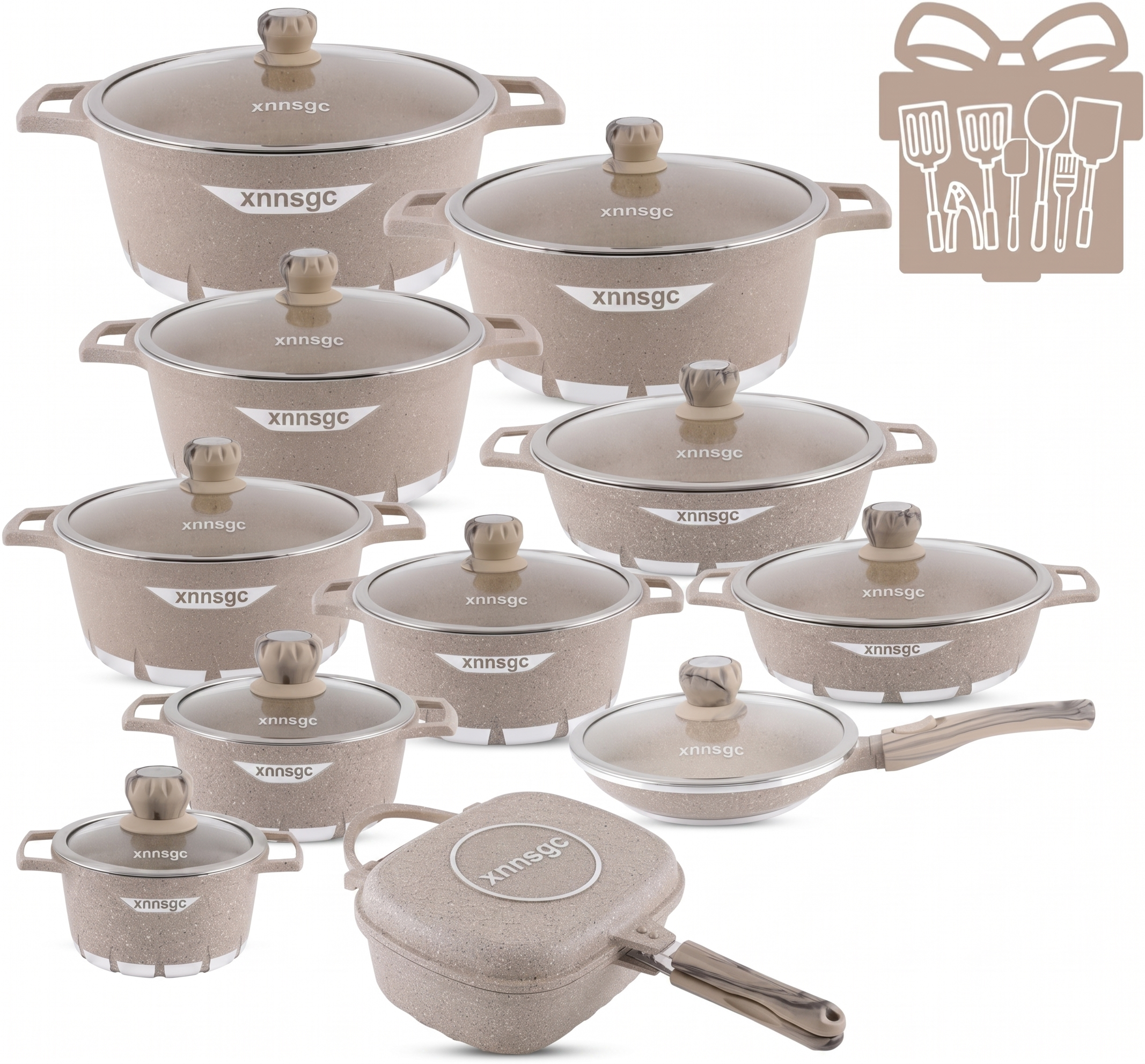 🎉Anniversary Sale - Cookware Set Pieces Non Stick Multi Layer Granite Coating
