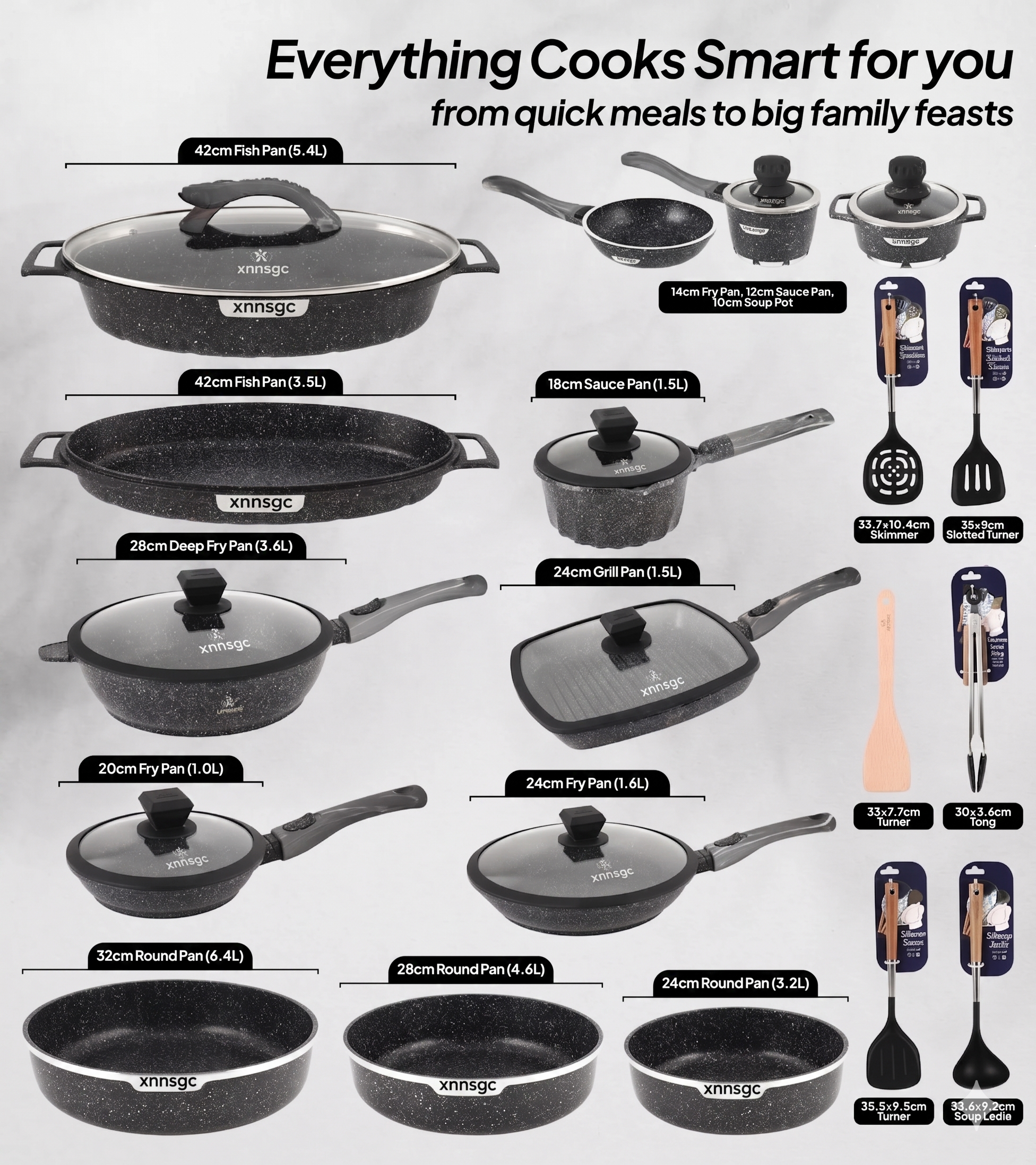 🎉Anniversary Sale - Cookware Set Pieces Non Stick Multi Layer Granite Coating