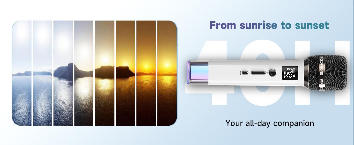 Wireless Microphones, Micorphone with One-to-One Chip Connection and LED Lights, 40H Duration, 200FT Range Receiving, Volume Control Karaoke Micorphone for Singing, Speech, Home Party, YouTube/Tiktok summerwins