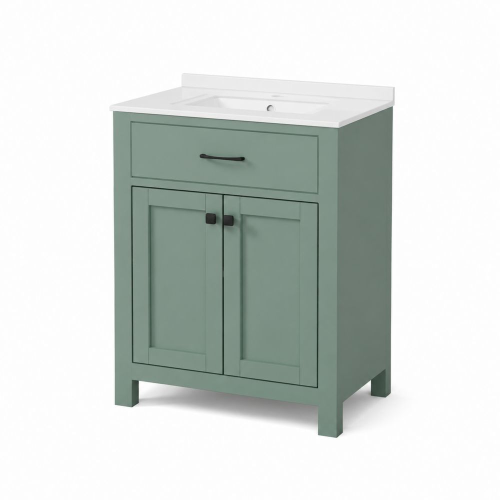 Mueble de lavabo individual MDF Verde con Encimera de Resina
