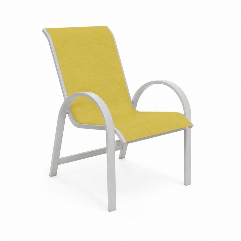 Silla de metal con tela de poliéster amarillo