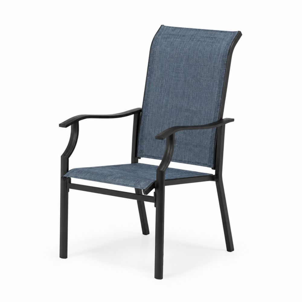 Silla de metal y textilene azul para exteriores 90x57x60 cm