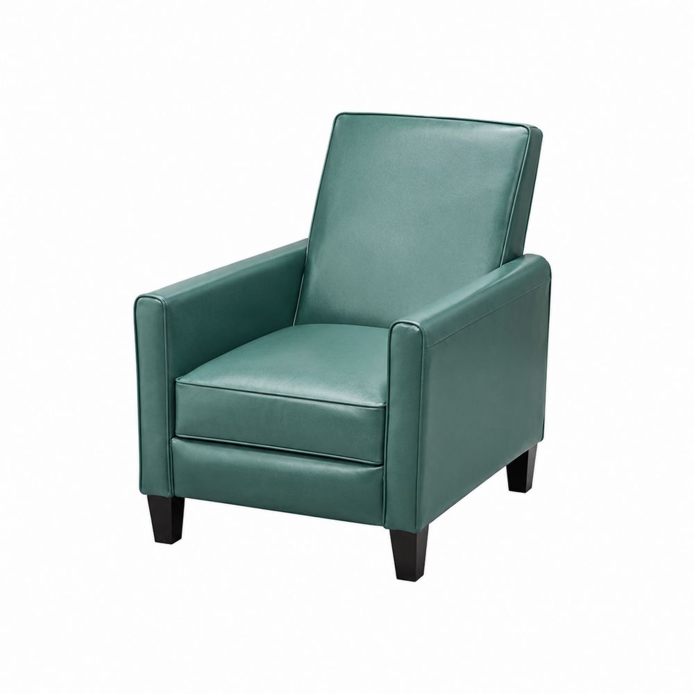 Sillón reclinable de cuero sintético verde, 78x70x90 cm