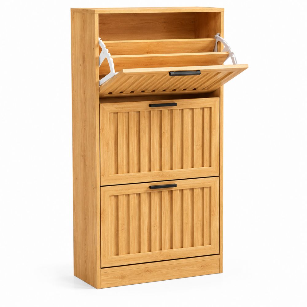 Zapatero de madera con 3 compartimentos 60x24x120 cm