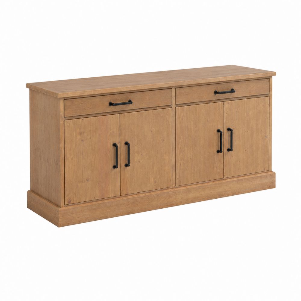 Aparador de Madera de Roble con 4 Puertas y 2 Cajones