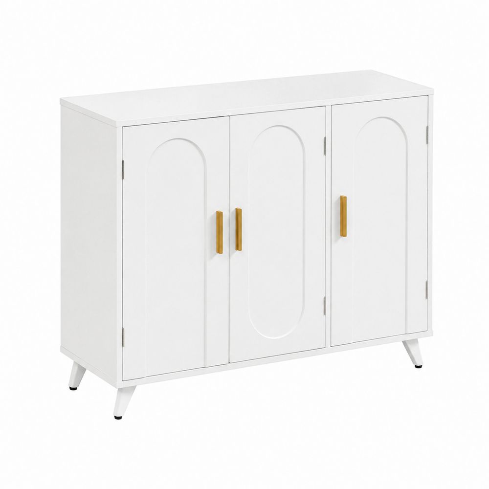 Aparador de MDF Blanco con Tiradores de Metal Dorado