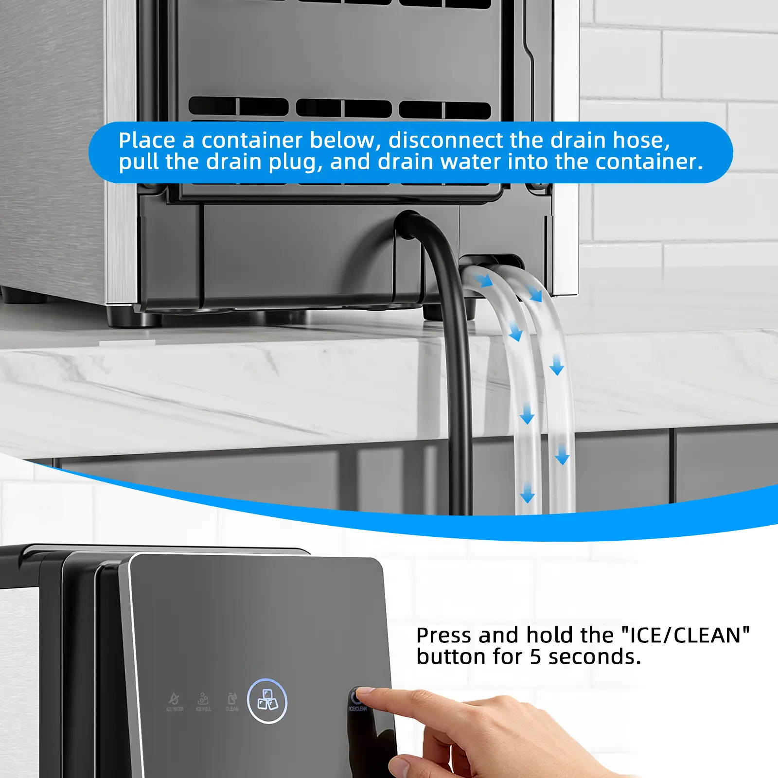 15-Min Nugget Ice Maker | Self-Dispensing, 33lbs/Day, Auto Clean