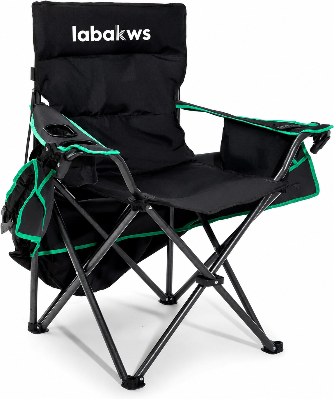 Folding Camping Chair - Outdoor Sun Lounger with Retractable Canopy Shade, UV Protection, Ice Cooler Pocket, Phone Holder & Storage Bag