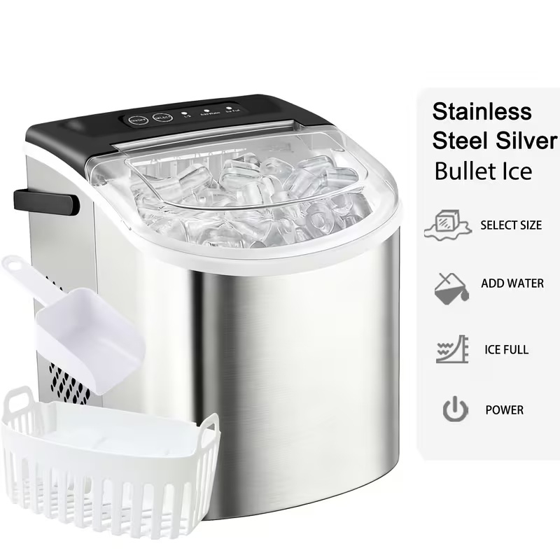 Summer Hot Seller💥Ice Maker—Portable Ice Maker (includes handle, ice scoop, and ice basket); suitable for home, kitchen, office, or dormitory use.