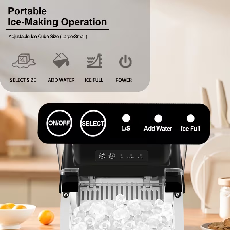 Summer Hot Seller💥Ice Maker—Portable Ice Maker (includes handle, ice scoop, and ice basket); suitable for home, kitchen, office, or dormitory use.