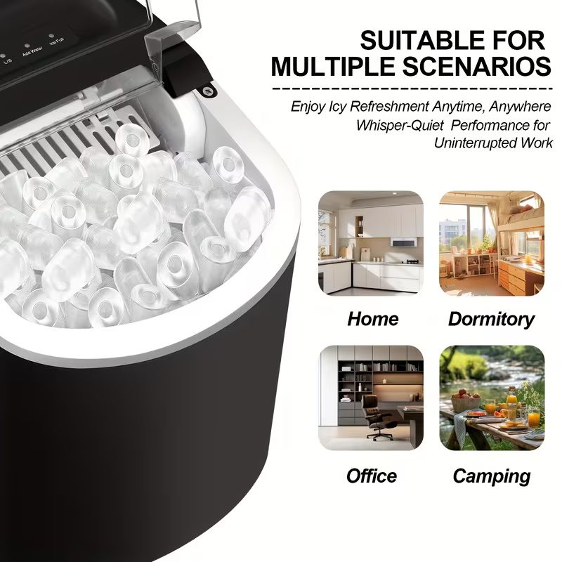Summer Hot Seller💥Ice Maker—Portable Ice Maker (includes handle, ice scoop, and ice basket); suitable for home, kitchen, office, or dormitory use.