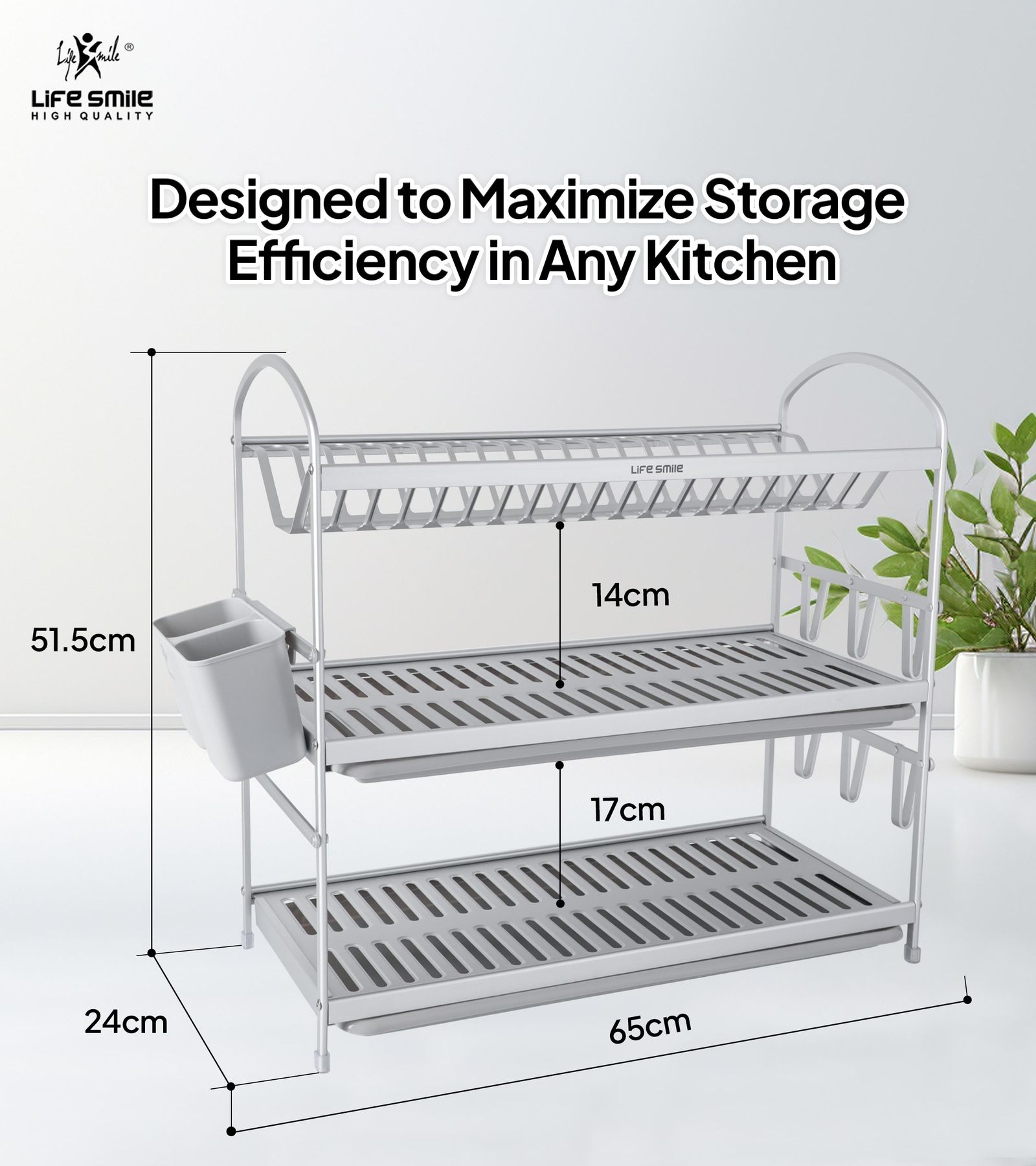 3 Tier Dish Rack Aluminium