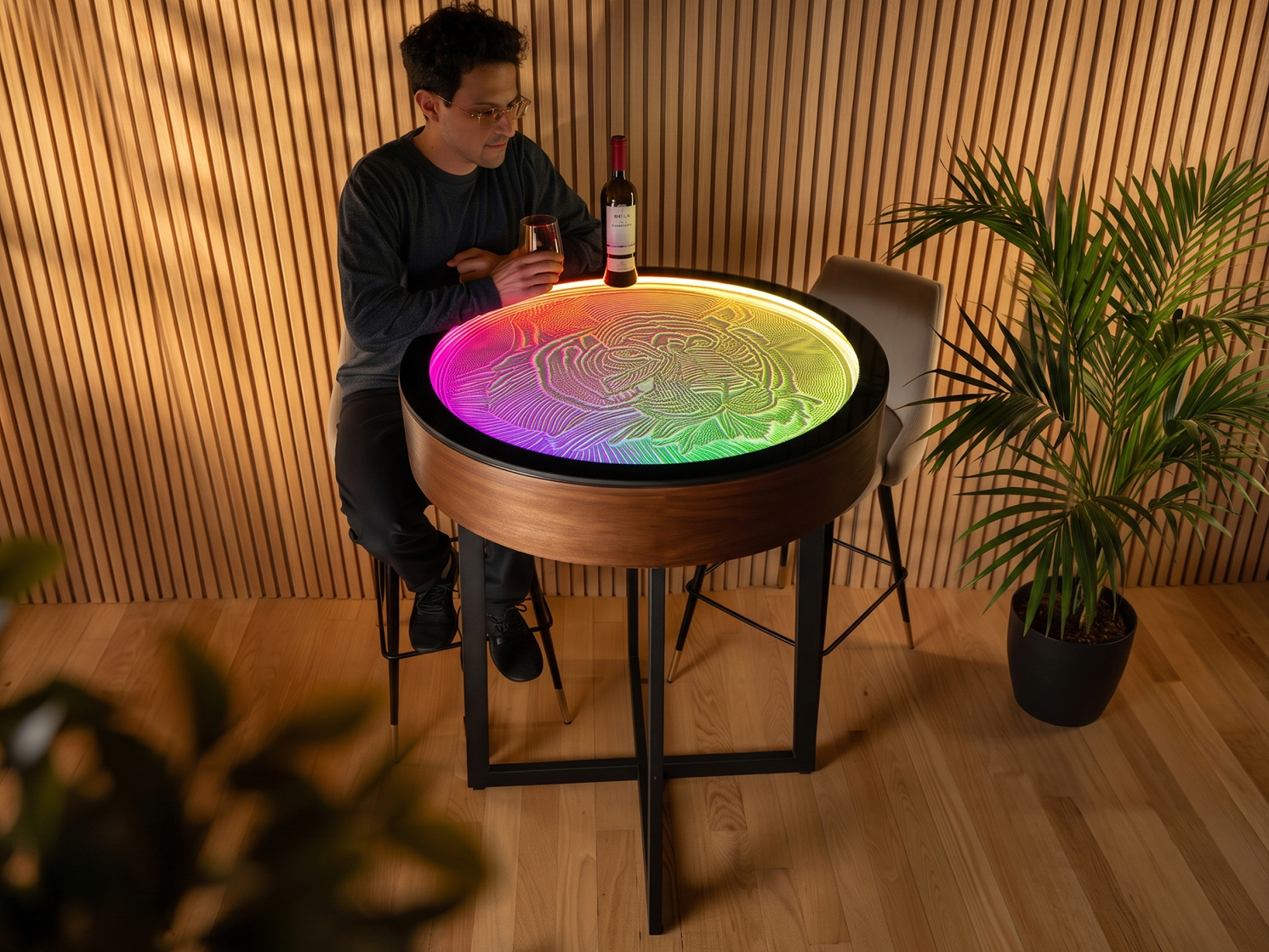 Round kinetic sand canvas Coffee Table 