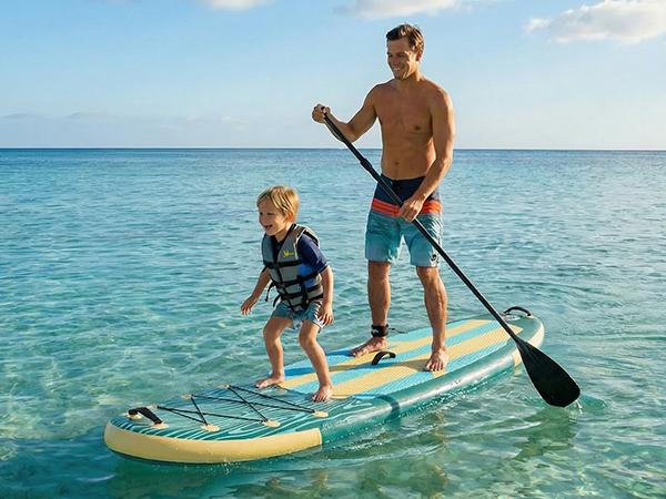 【Deals for You Days】Premium SUP Inflatable Stand Up Paddle Board with 2-in-1 Paddle, Wide Stable Design, Non-Slip Comfort Deck for Adults & Youth