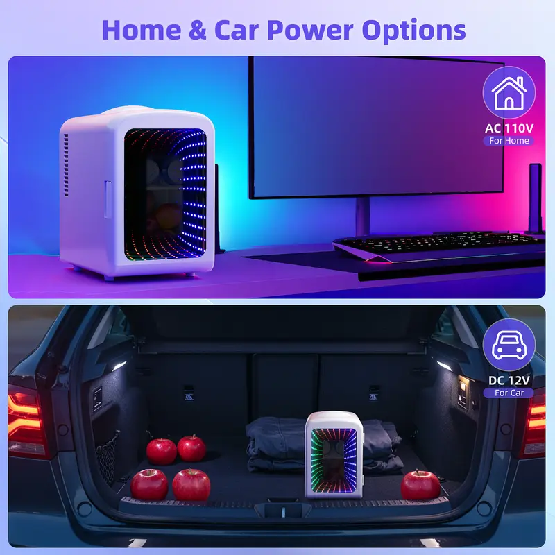 Summer Hot Seller💥Mini Compact Refrigerator with Gaming Light, 4L Capacity/6 Cans Portable Mini Fridge
