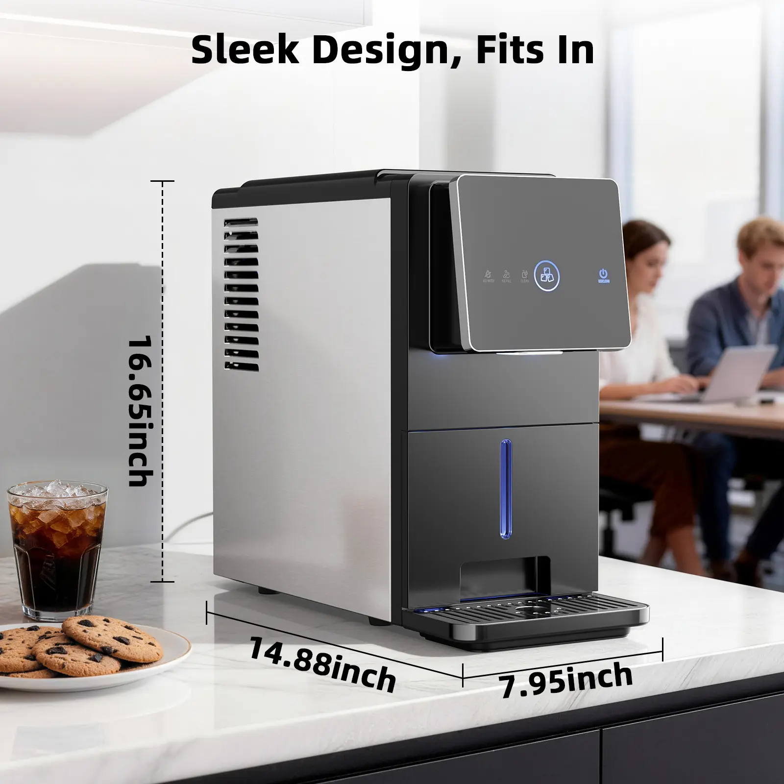 15-Min Nugget Ice Maker | Self-Dispensing, 33lbs/Day, Auto Clean