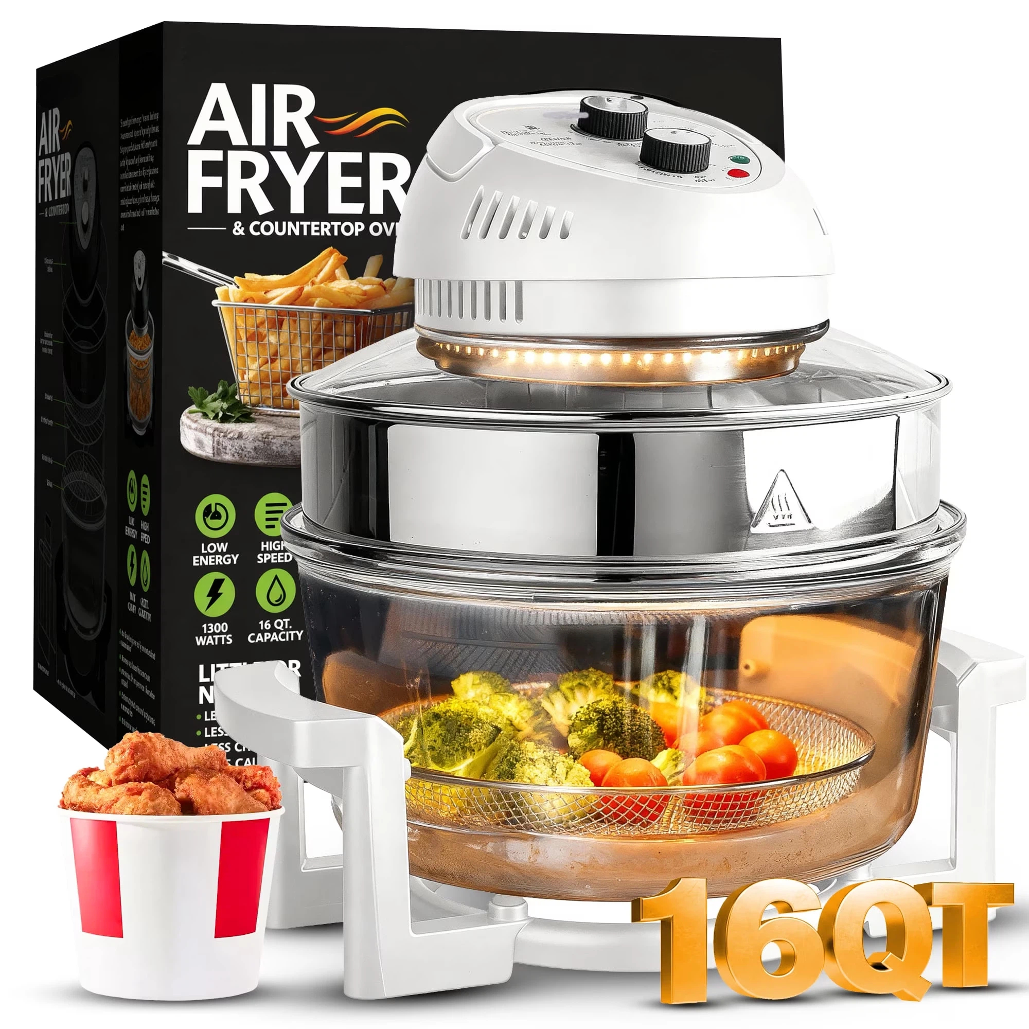Glass Air Fryer 16Qt, Extra Large – Non Toxic