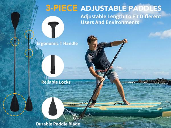 【Deals for You Days】Premium SUP Inflatable Stand Up Paddle Board with 2-in-1 Paddle, Wide Stable Design, Non-Slip Comfort Deck for Adults & Youth