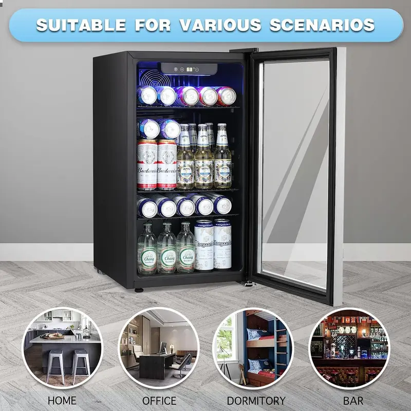 Summer Hot Seller💥Beverage Refrigerator Cooler 3.2Cu.ft Suitable for homes, offices, or bars.